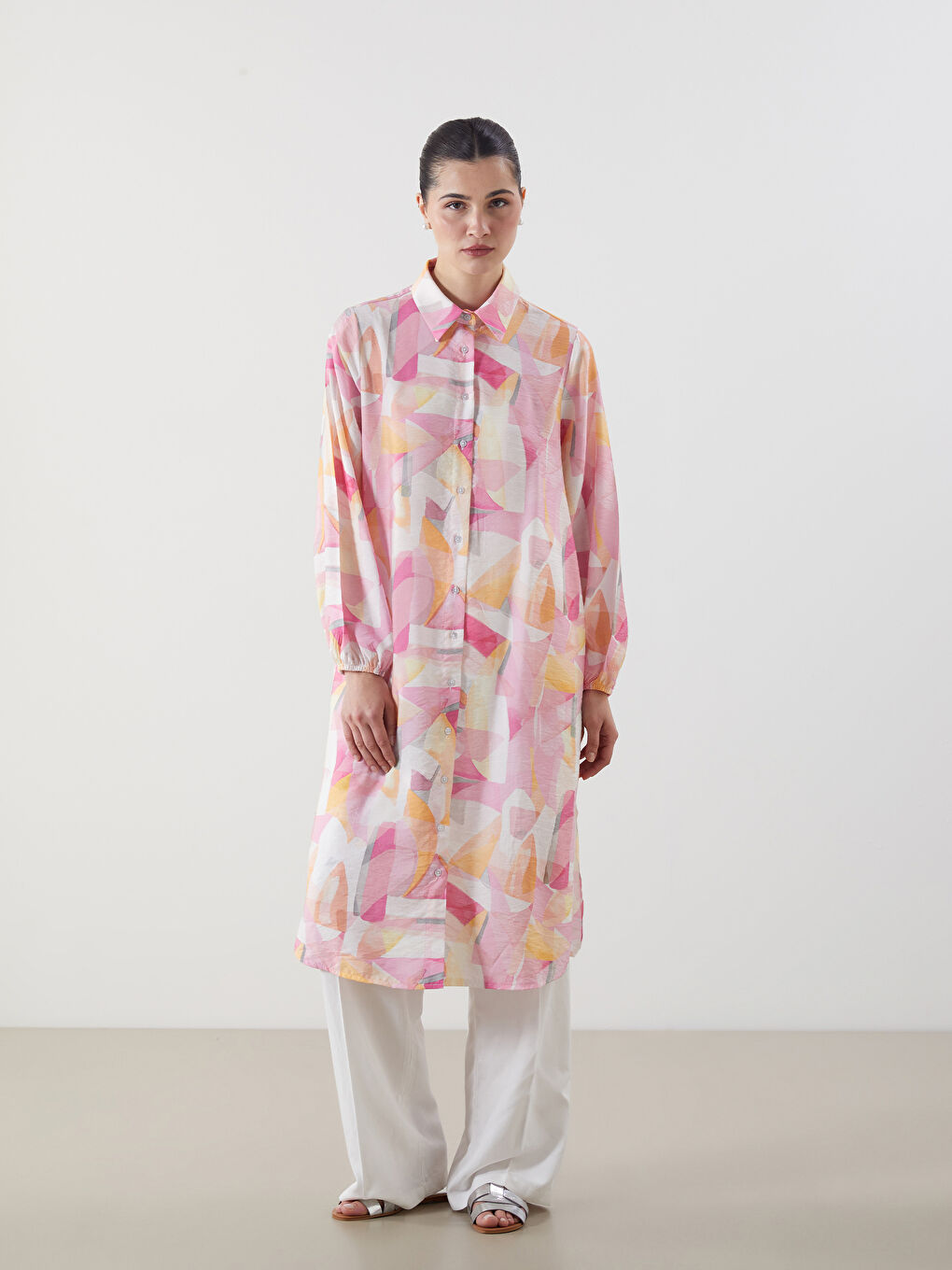 LCW Modest Patterned Women's Shirt Tunic -S5FE23Z8-LT4