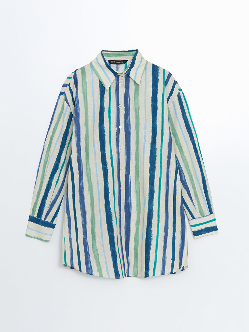 Lacivert Desenli Oversize Kadın Gömlek Tunik-4