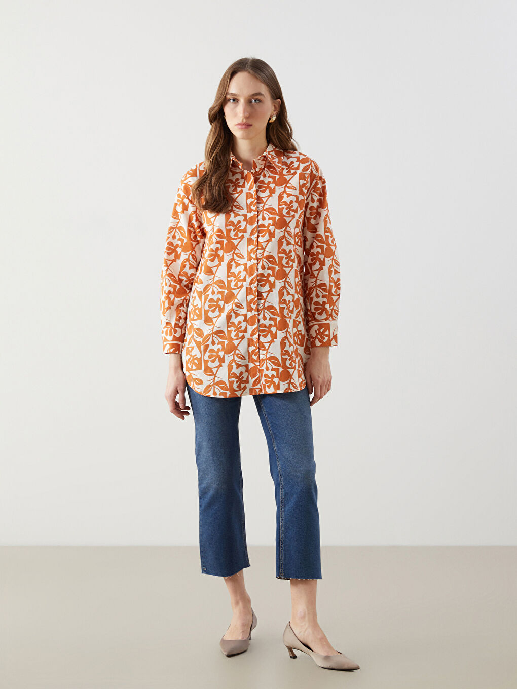 Tunique Chemise Pour Femmes Surdimensionnée À Motifs-1