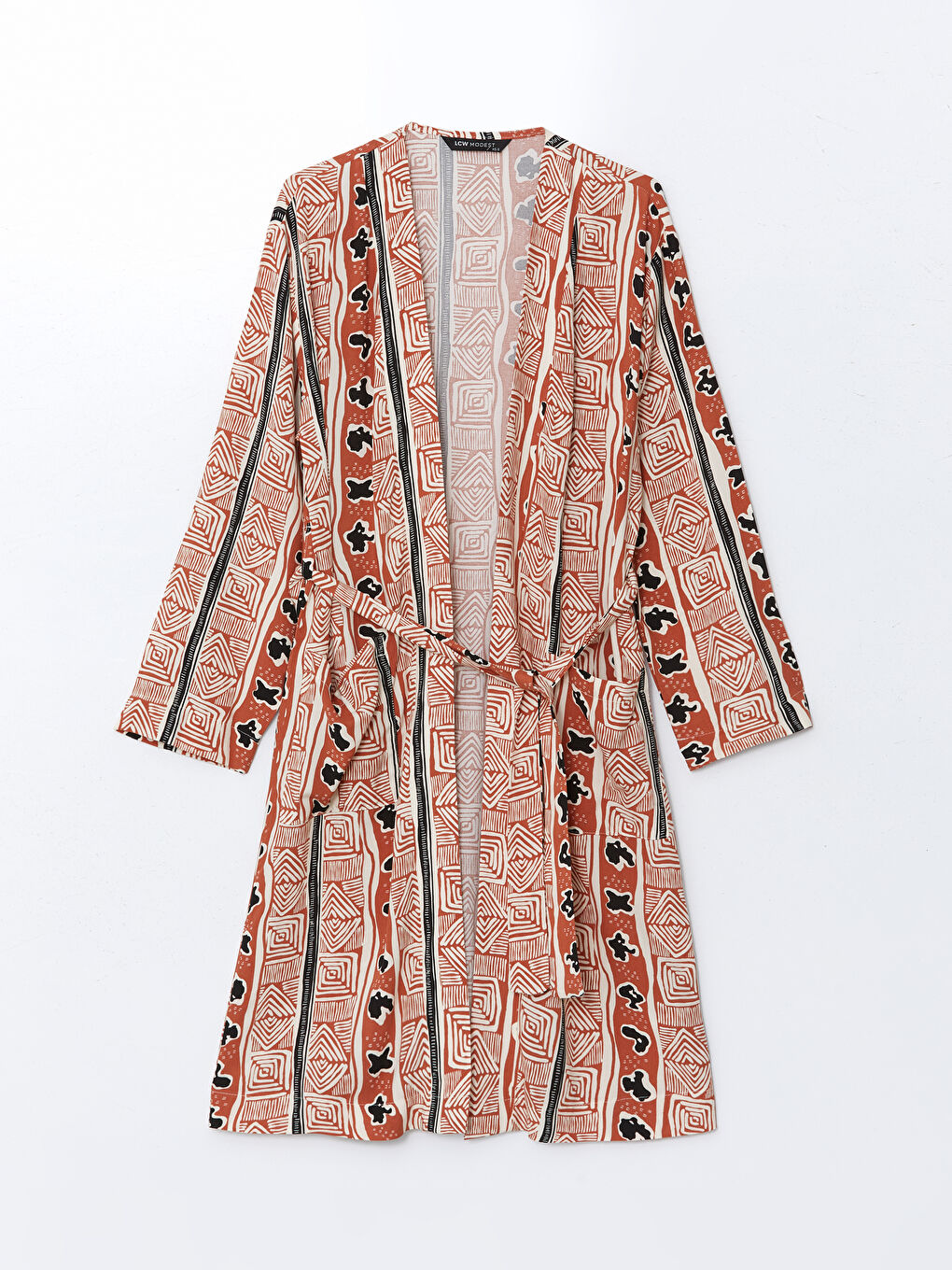 Shawl Collar Patterned Oversize Women's Kimono -S5FE34Z8-LSR