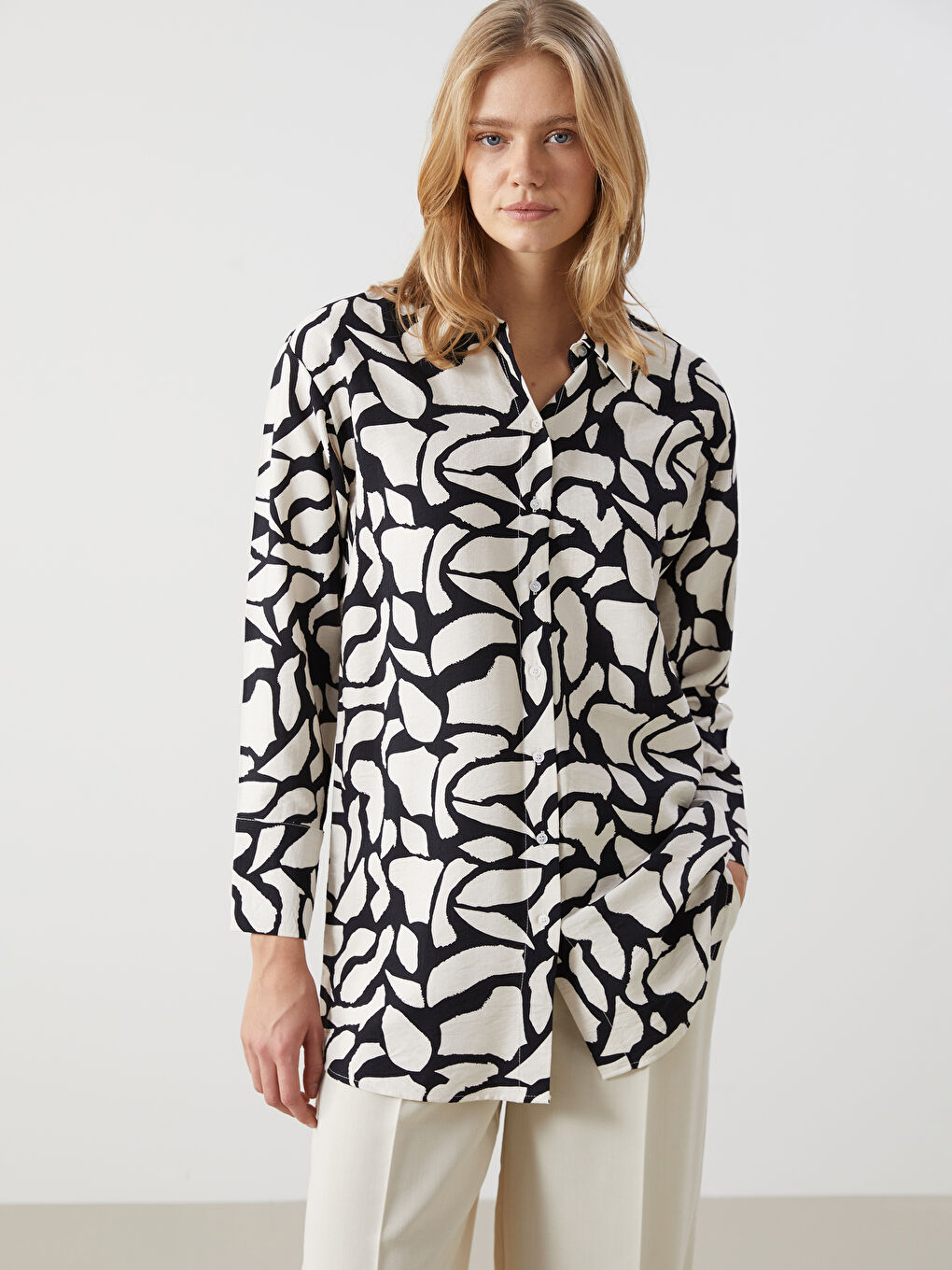 Patterned Women's Shirt Tunic -S5FE35Z8-LQJ