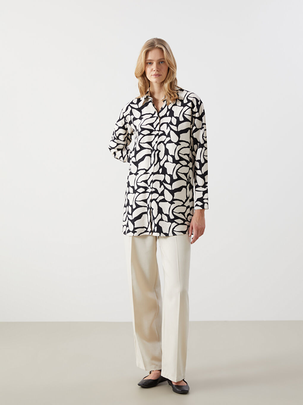 Patterned Women's Shirt Tunic -S5FE35Z8-LQJ