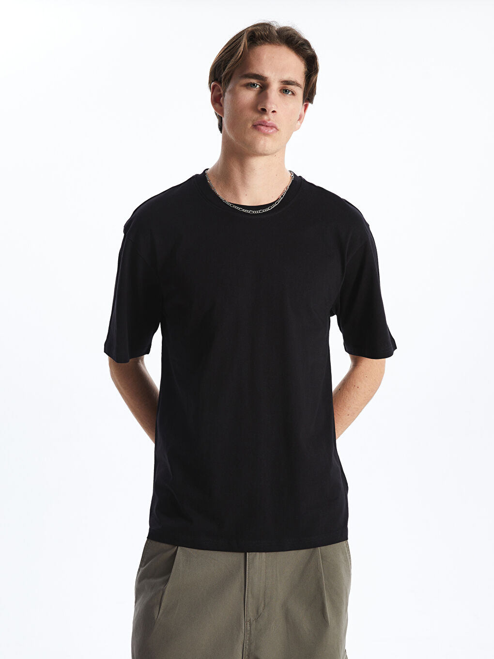 Crew Neck Plain Men's T-Shirt -S5FF13Z8-CVL
