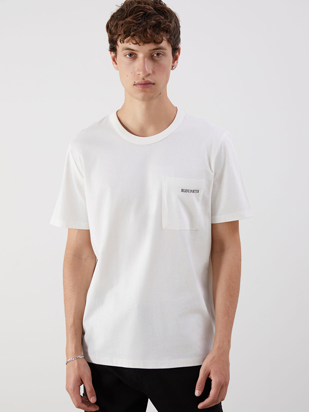 Crew Neck Men's T-Shirt with Pocket -S5FF28Z8-EEW