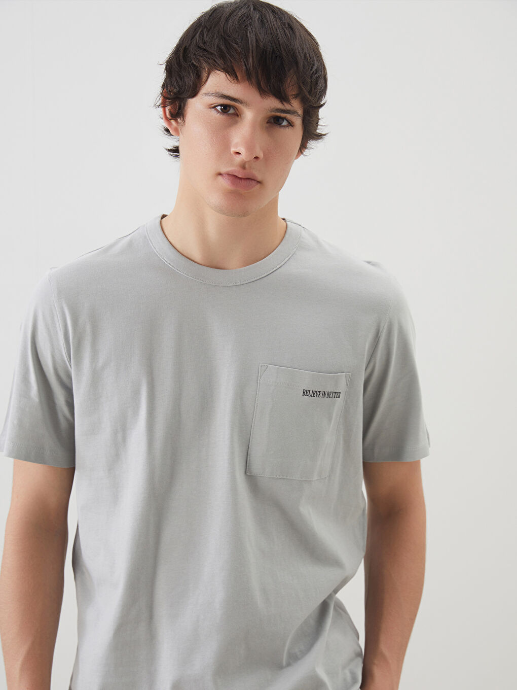 Crew Neck Men's T-Shirt with Pocket -S5FF28Z8-Z4A