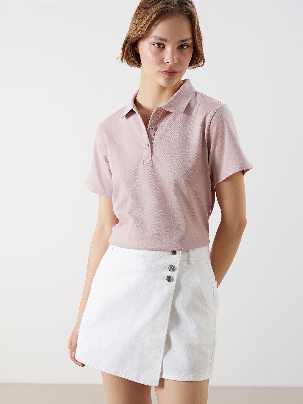 Polo Neck Pique Women's T-Shirt -S5FF46Z8-FHP