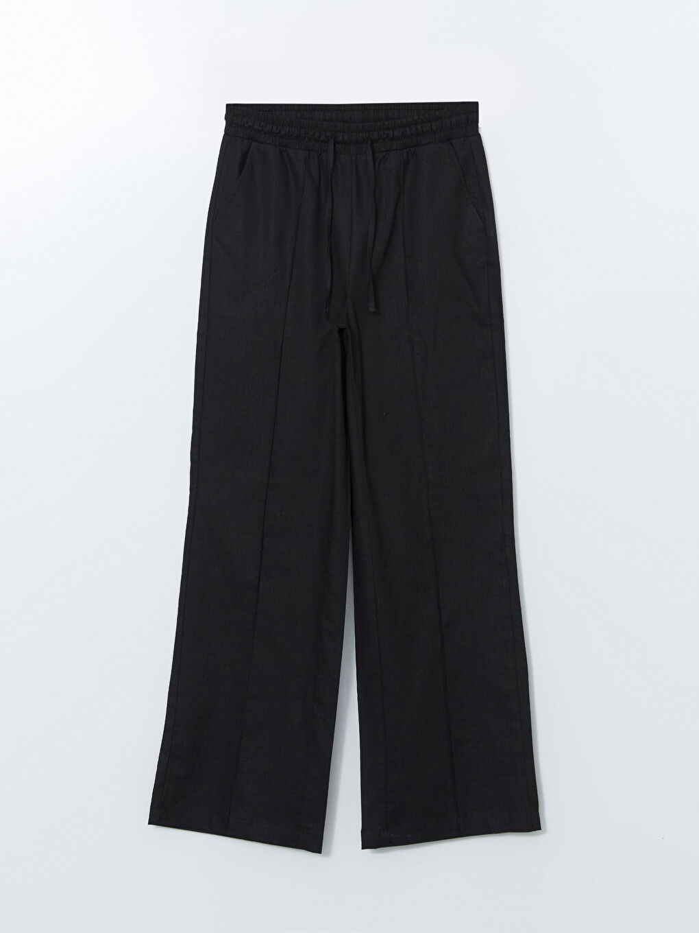 Pantalon Plissé en Mélange de Lin à Taille Élastiquée pour Femmes-4