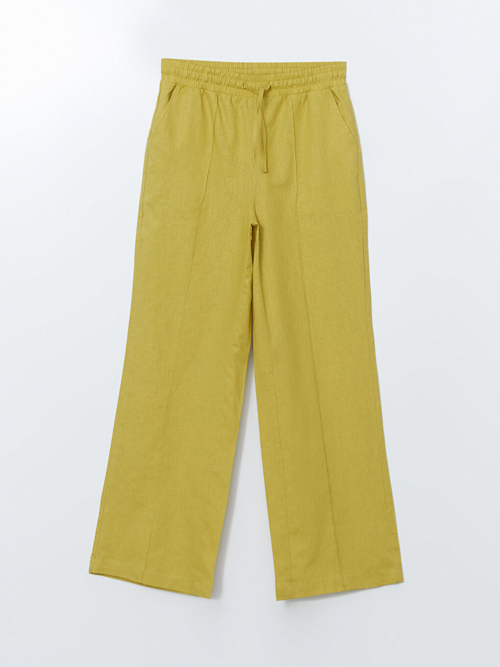 Elasticated Waist Linen Blend Pleated Women's Trousers-4
