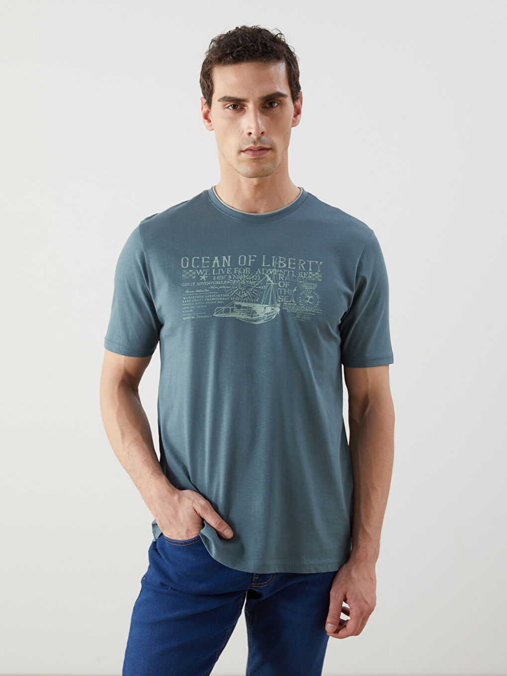 Crew Neck Printed Jersey Piped Men's T-Shirt -S5FF78Z8-VJ5
