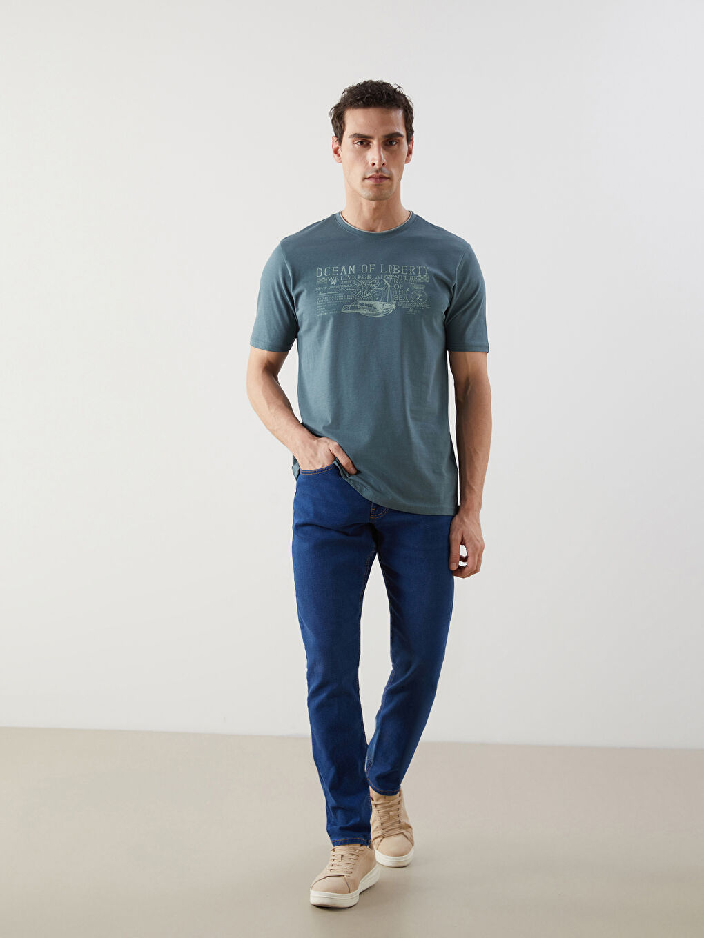 Crew Neck Printed Jersey Piped Men's T-Shirt -S5FF78Z8-VJ5