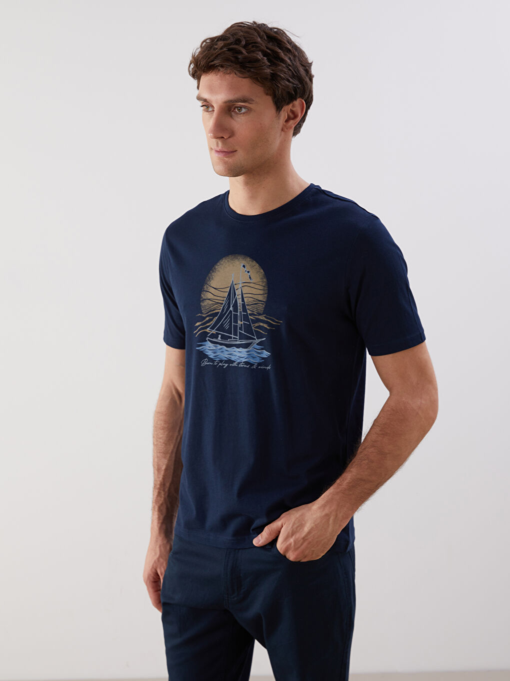 Crew Neck Printed Men's T-Shirt -S5FF82Z8-DWP