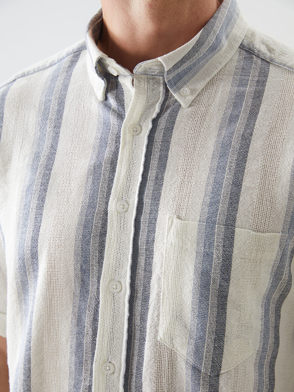 Mavi Regular Fit Kısa Kollu Çizgili Erkek Gömlek-2