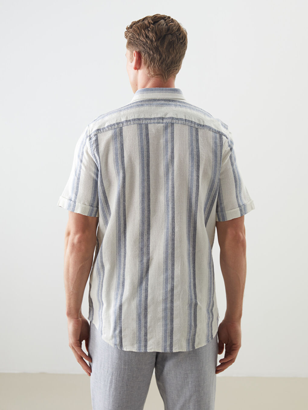 Mavi Regular Fit Kısa Kollu Çizgili Erkek Gömlek-3