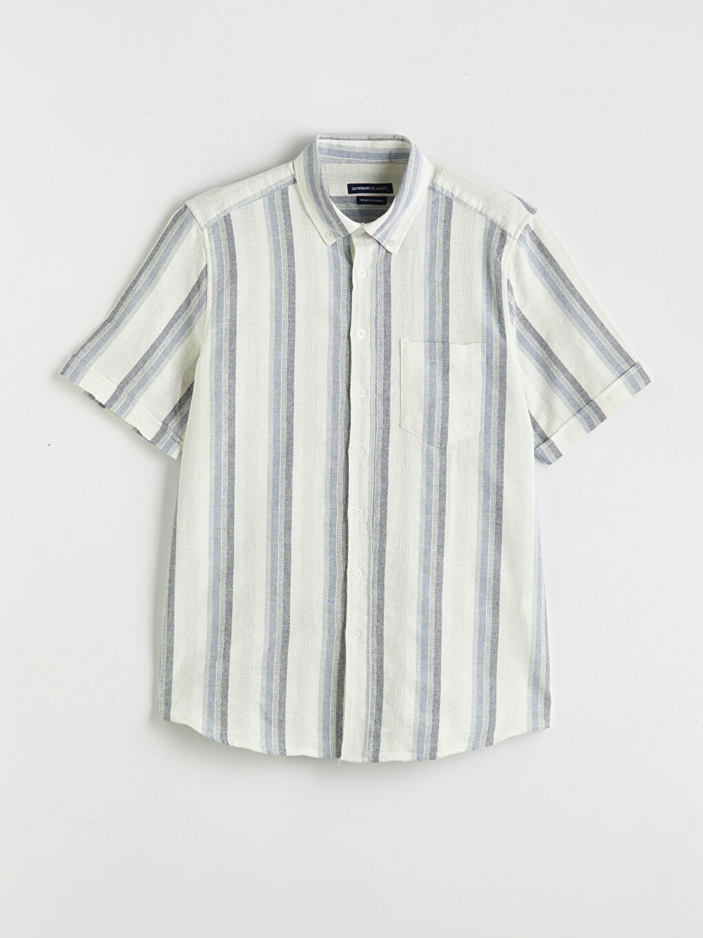 Mavi Regular Fit Kısa Kollu Çizgili Erkek Gömlek-4