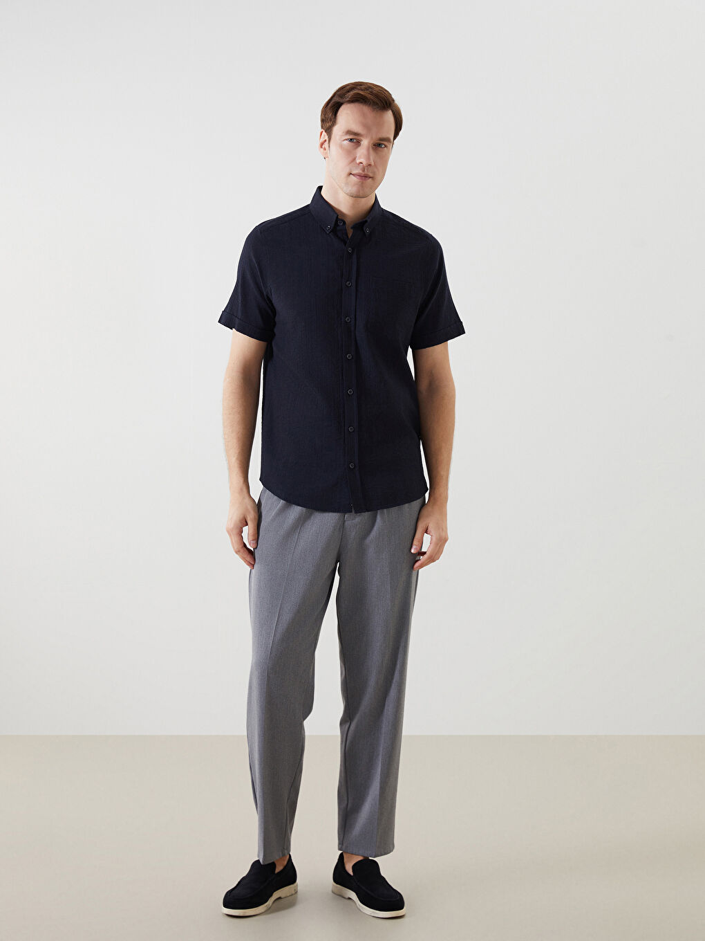 Regular Fit Short Sleeve Men's Textured Shirt -S5FF96Z8-YEF