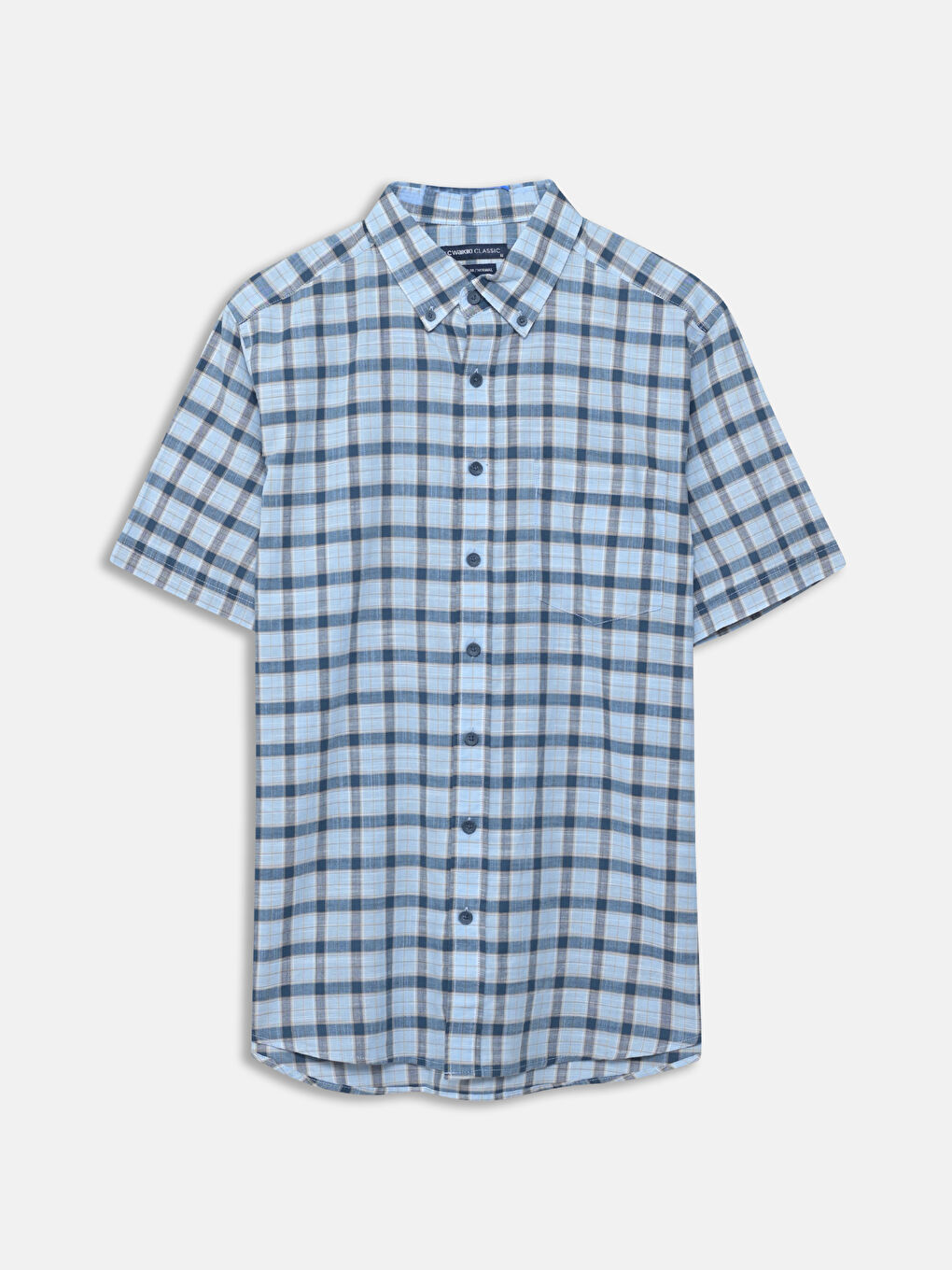 Regular Fit Short Sleeve Plaid Poplin Men's Shirt -S5FG03Z8-LLC
