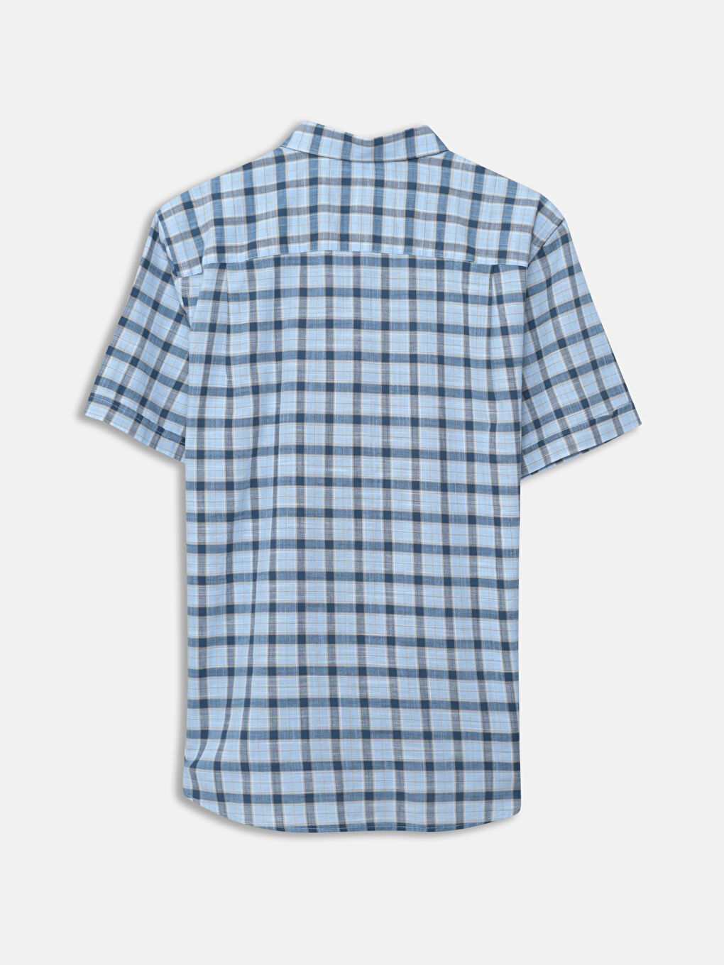 Regular Fit Short Sleeve Plaid Poplin Men's Shirt -S5FG03Z8-LLC