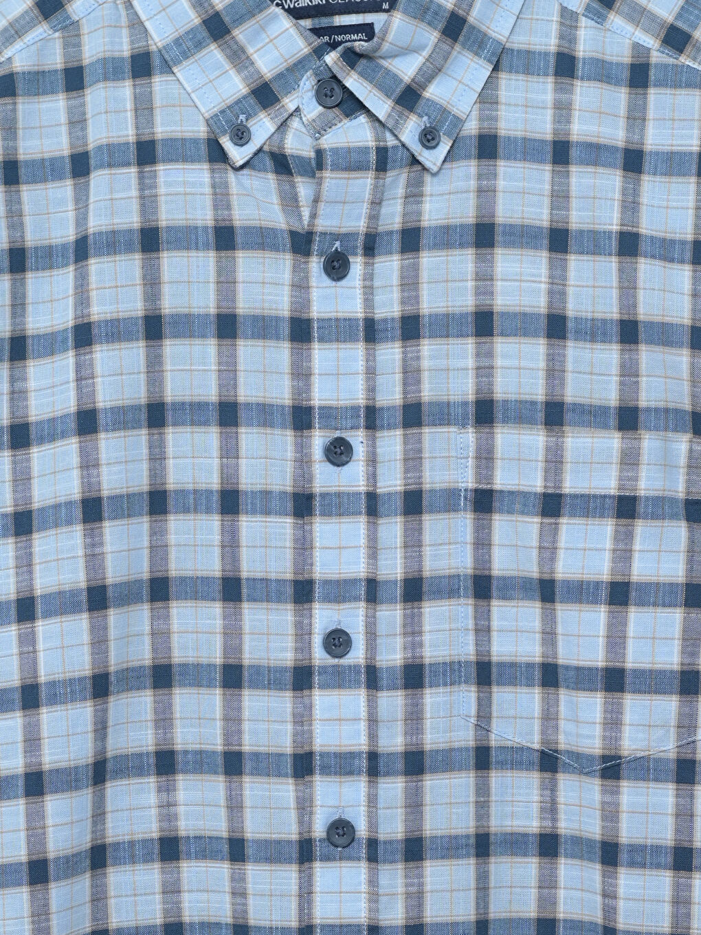 Regular Fit Short Sleeve Plaid Poplin Men's Shirt -S5FG03Z8-LLC