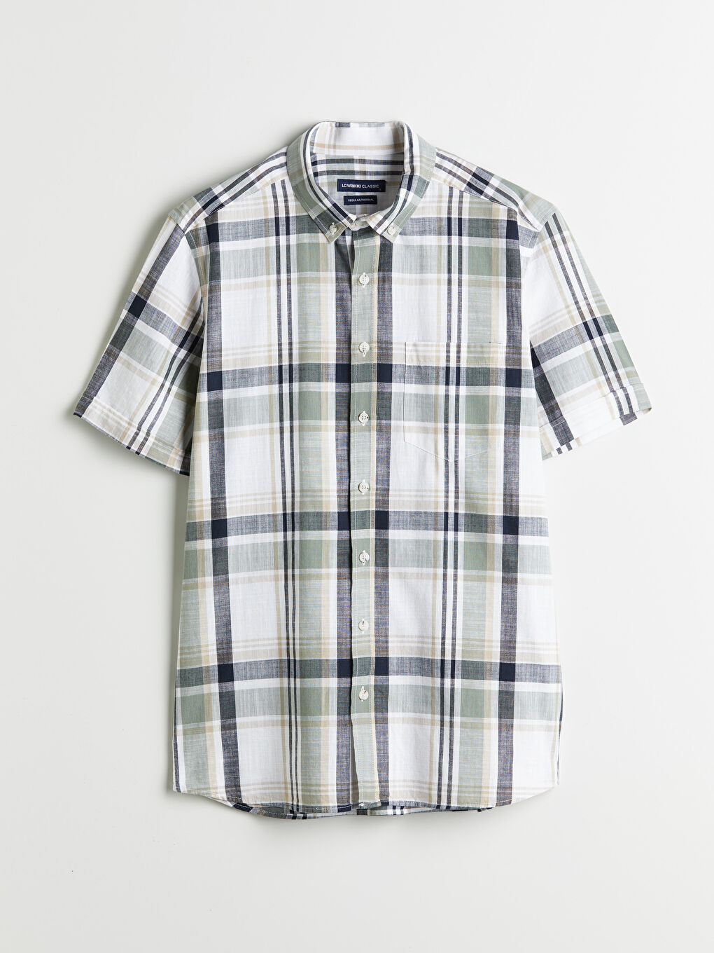 Yeşil Regular Fit Kısa Kollu Ekose Poplin Erkek Gömlek-4