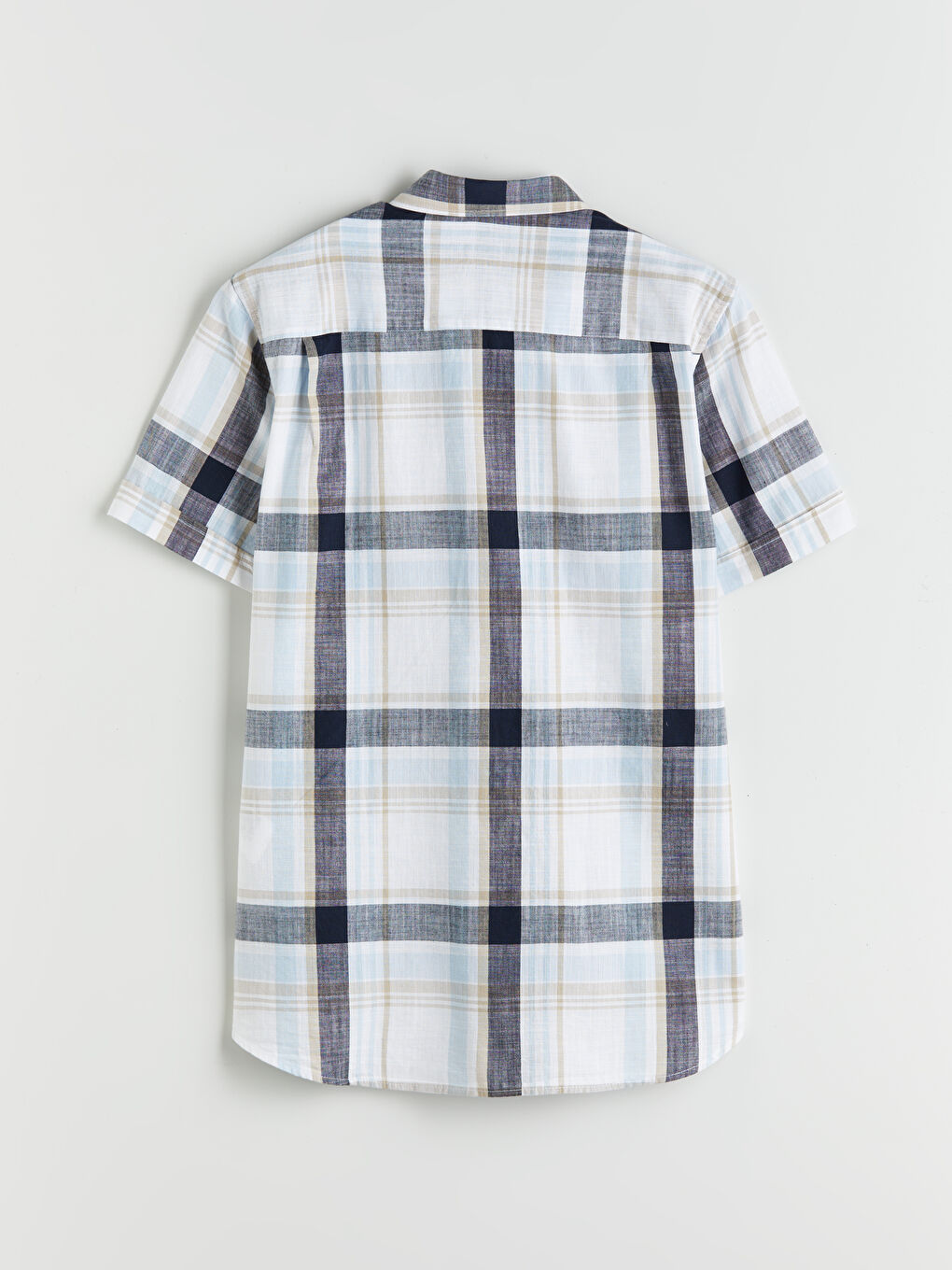 İndigo Regular Fit Kısa Kollu Ekose Poplin Erkek Gömlek-5