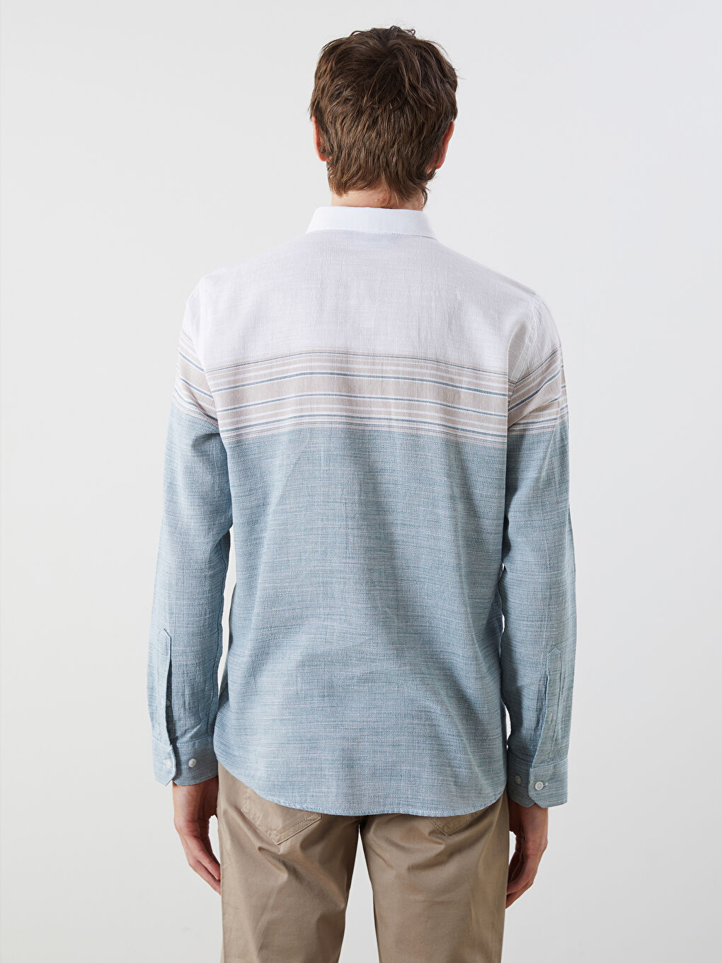 Yeşil Regular Fit Uzun Kollu Armürlü Erkek Gömlek-3