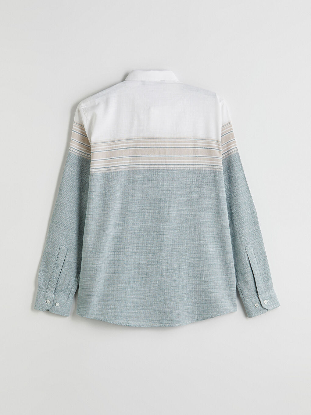 Yeşil Regular Fit Uzun Kollu Armürlü Erkek Gömlek-5