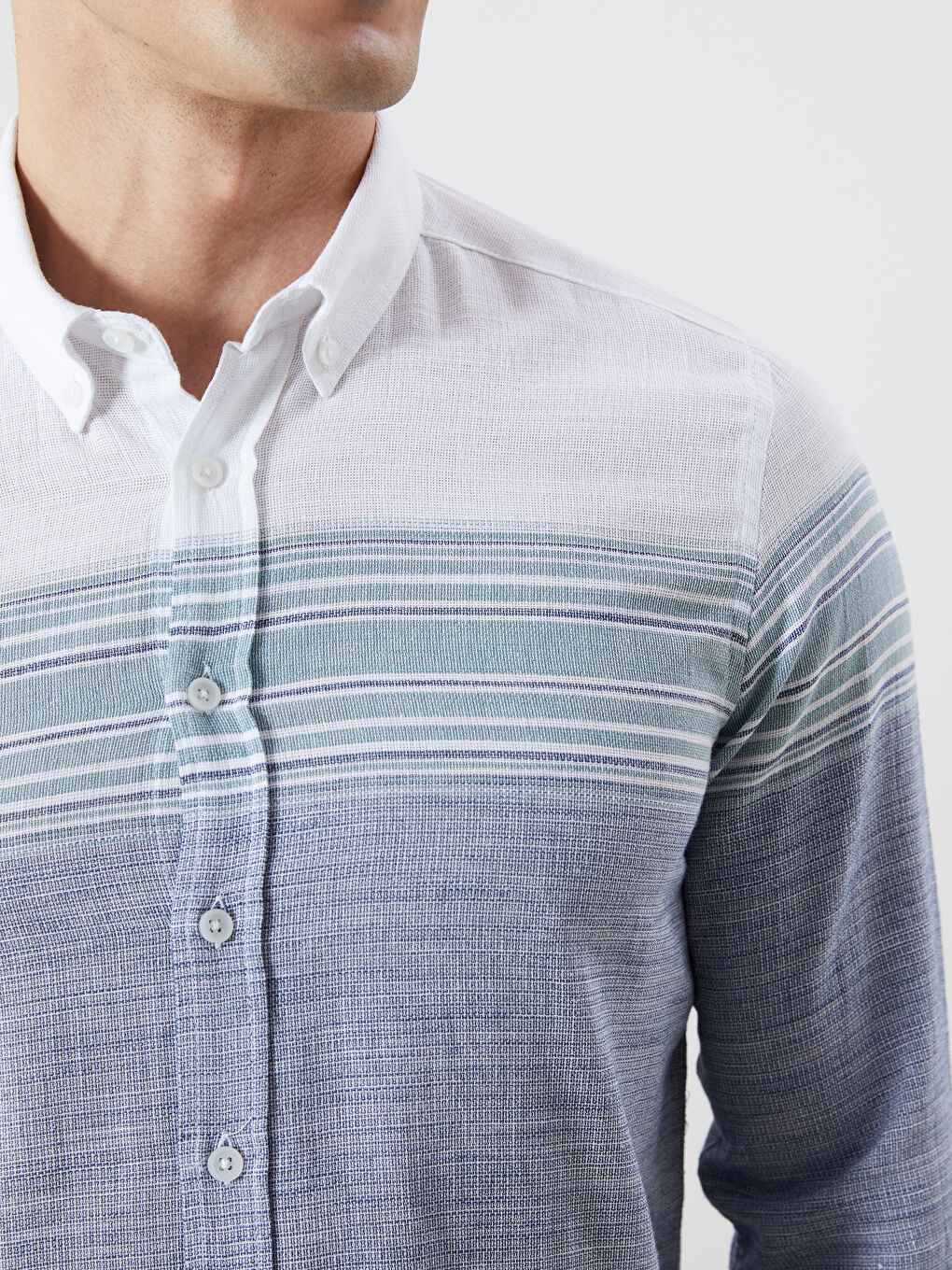 İndigo Regular Fit Uzun Kollu Armürlü Erkek Gömlek-2