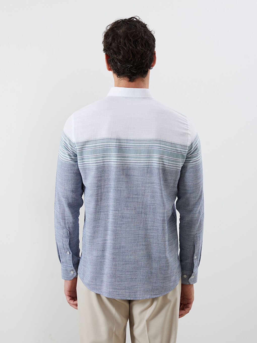 İndigo Regular Fit Uzun Kollu Armürlü Erkek Gömlek-3