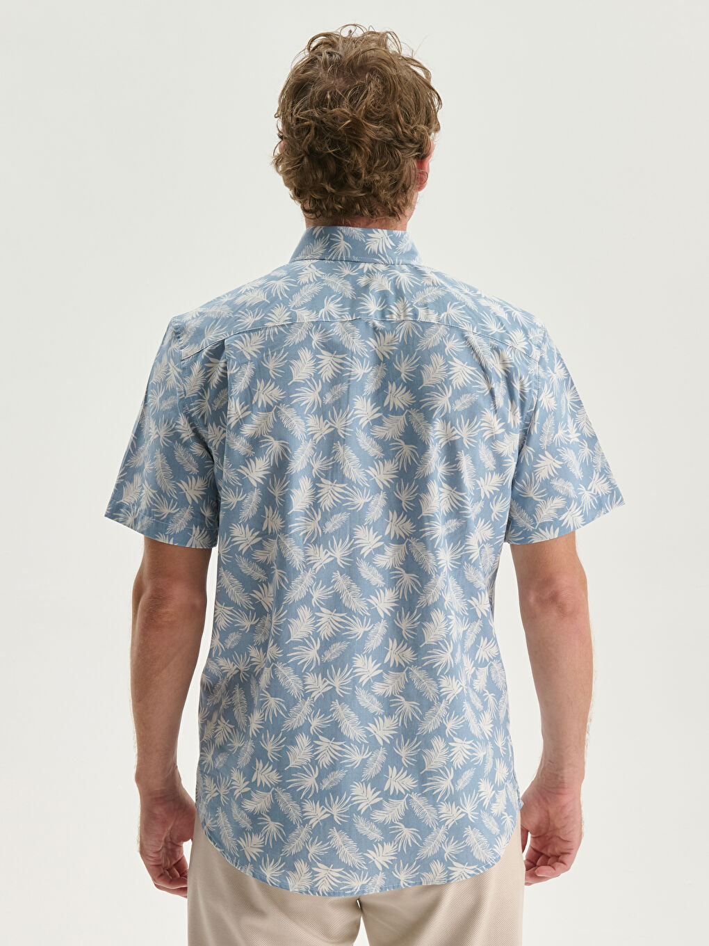 Regular Fit Short Sleeve Patterned Poplin Men's Shirt-3