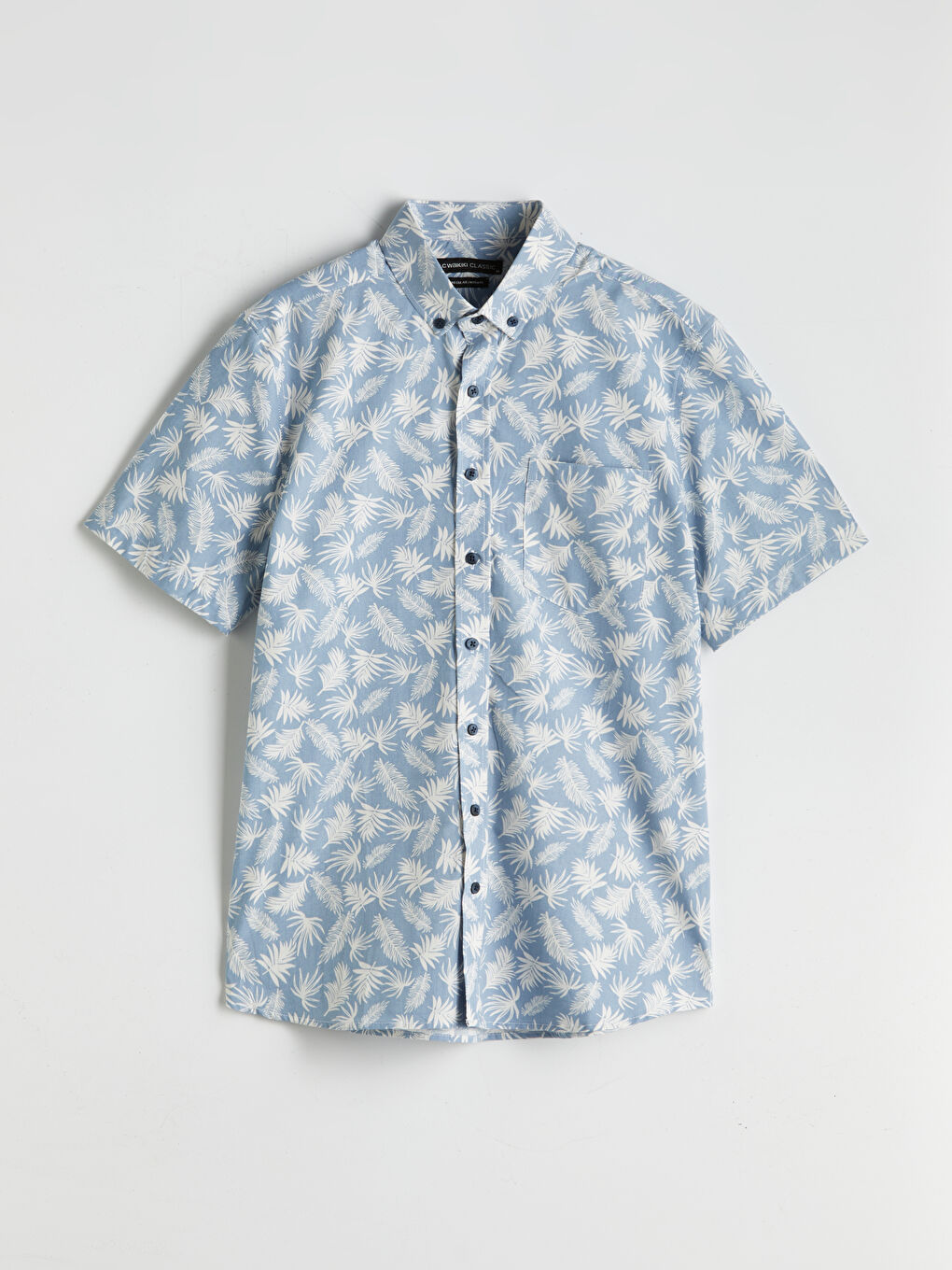 Regular Fit Short Sleeve Patterned Poplin Men's Shirt-4