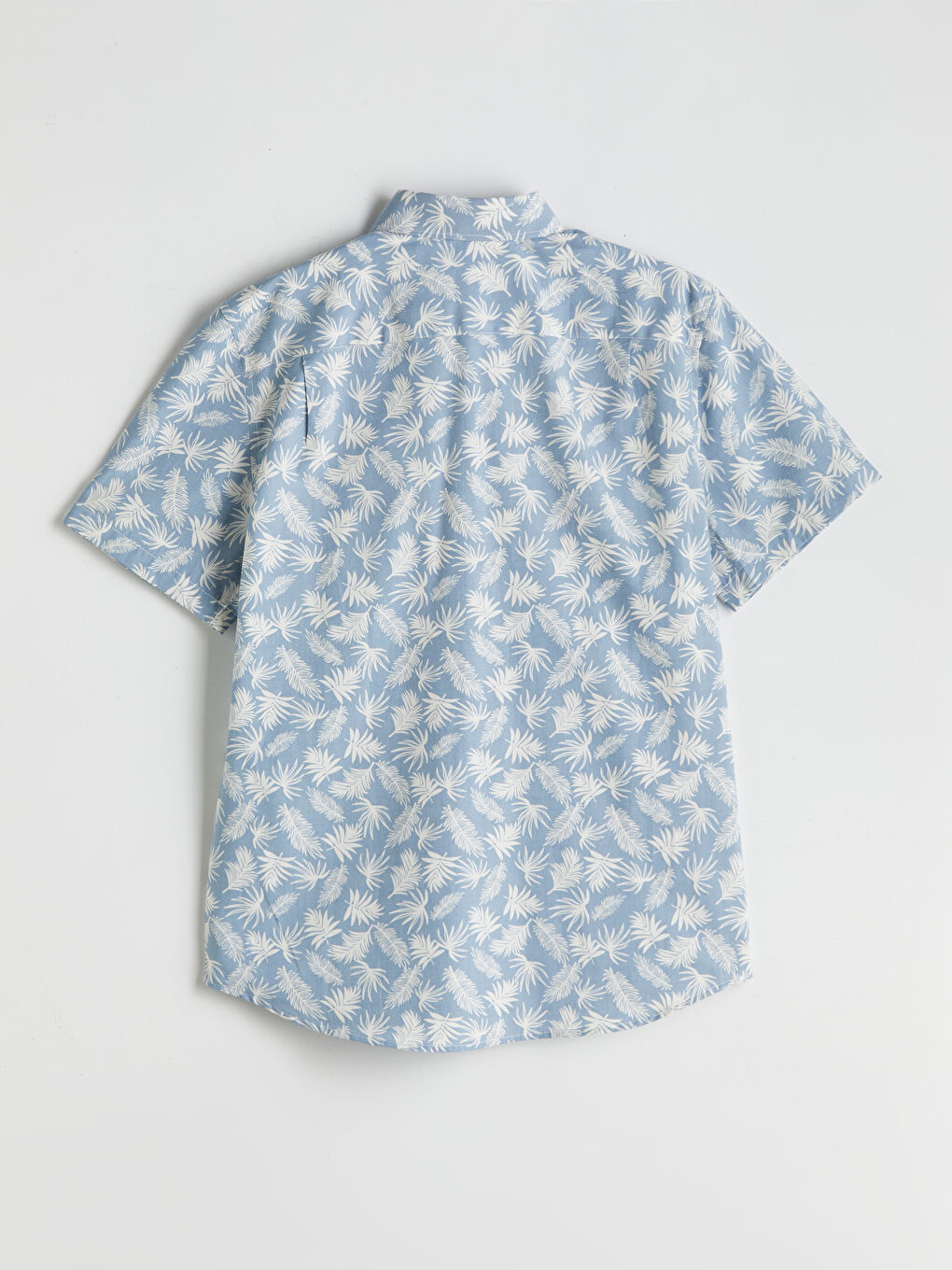 Regular Fit Short Sleeve Patterned Poplin Men's Shirt-5