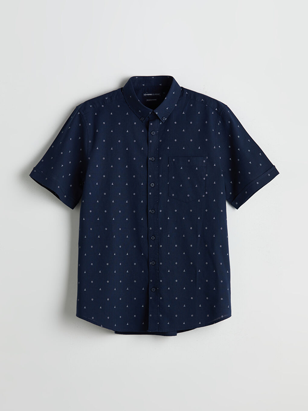 LCWAIKIKI Classic Regular Fit Short Sleeve Patterned Poplin Men's Shirt -S5FG13Z8-LS3