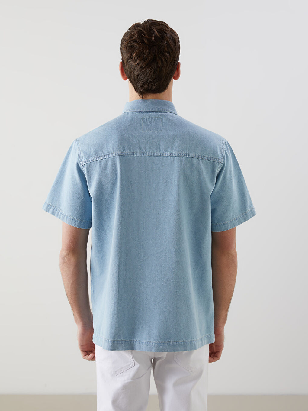 Relaxed Fit Short Sleeve Men's Denim Shirt -S5FG14Z8-311
