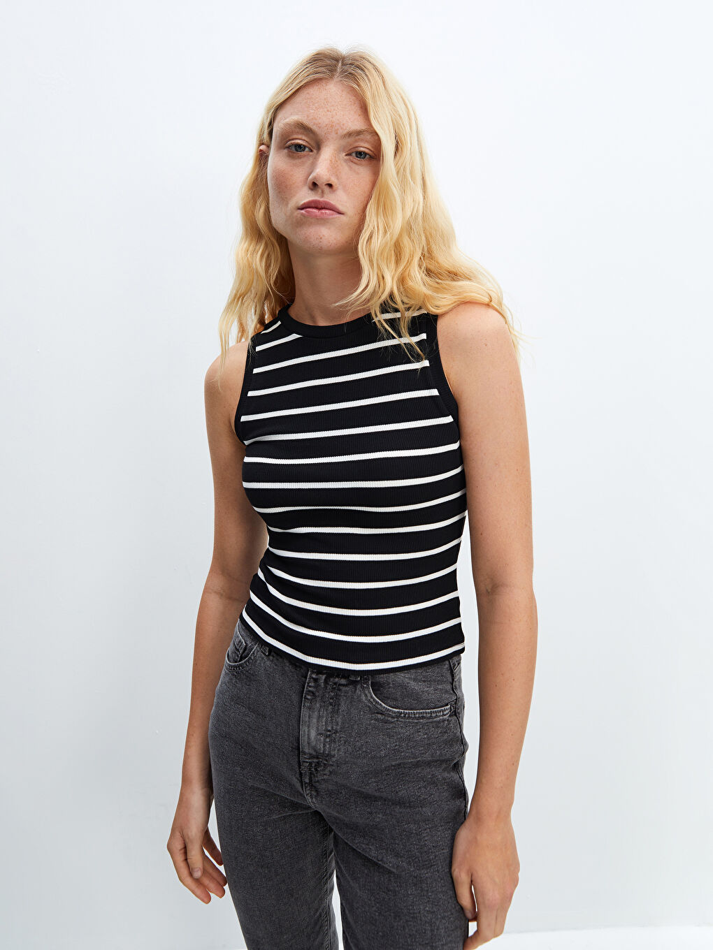LCW ECO Crew Neck Striped Women's Tank Top -S5FG18Z8-LEG