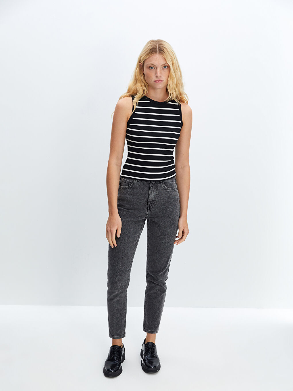 LCW ECO Crew Neck Striped Women's Tank Top -S5FG18Z8-LEG