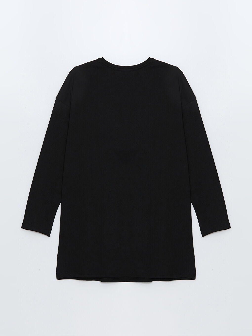 Siyah Bisiklet Yaka Çiçekli Kadın Tunik-5