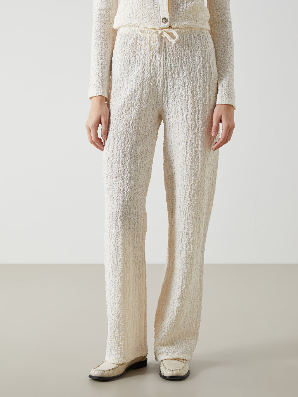 LCW Vision Elasticated Waist Textured Women's Trousers -S5FG53Z8-FDW