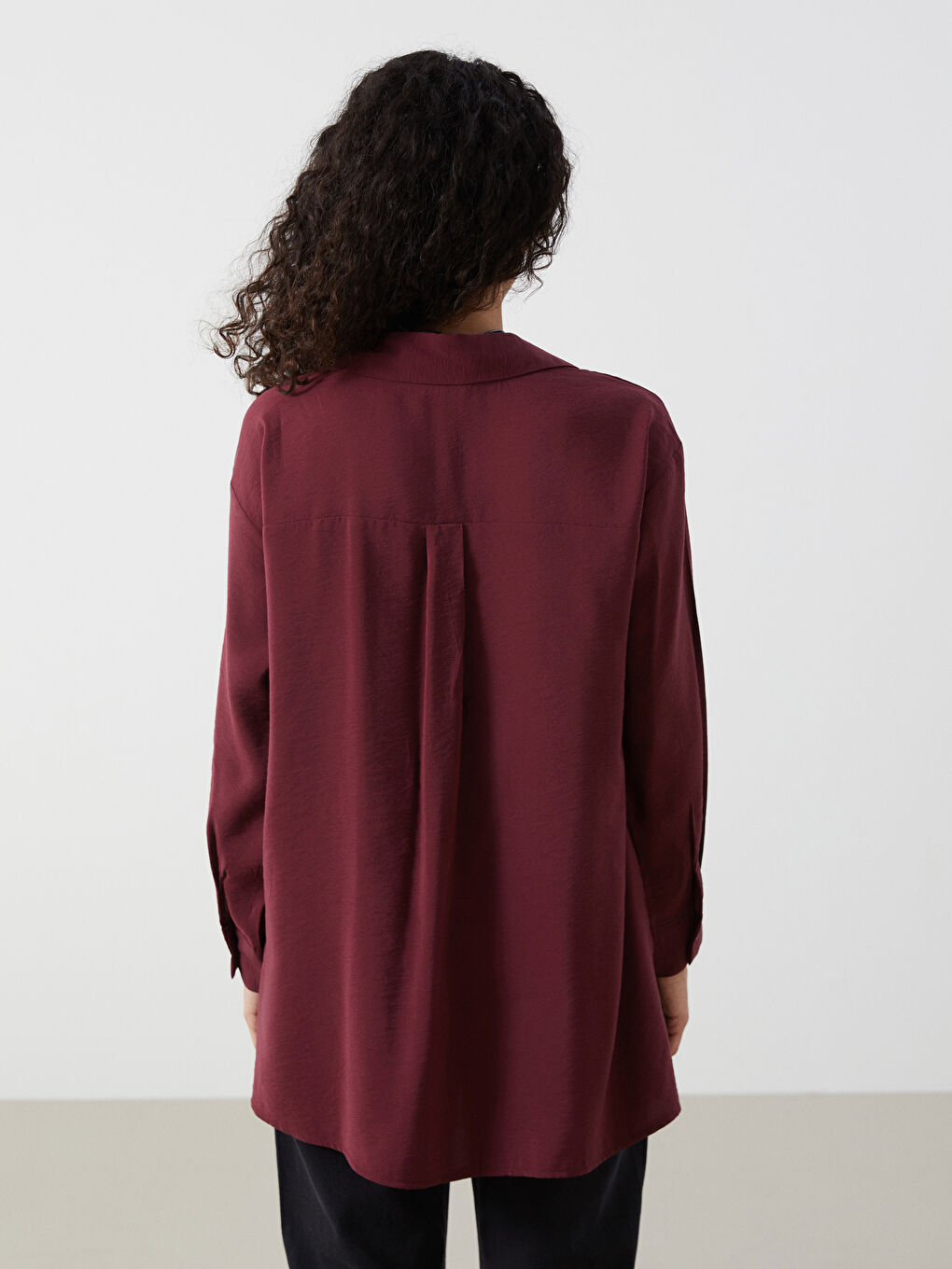 LCW Modest Bordo Oversize Kadın Gömlek Tunik - 3