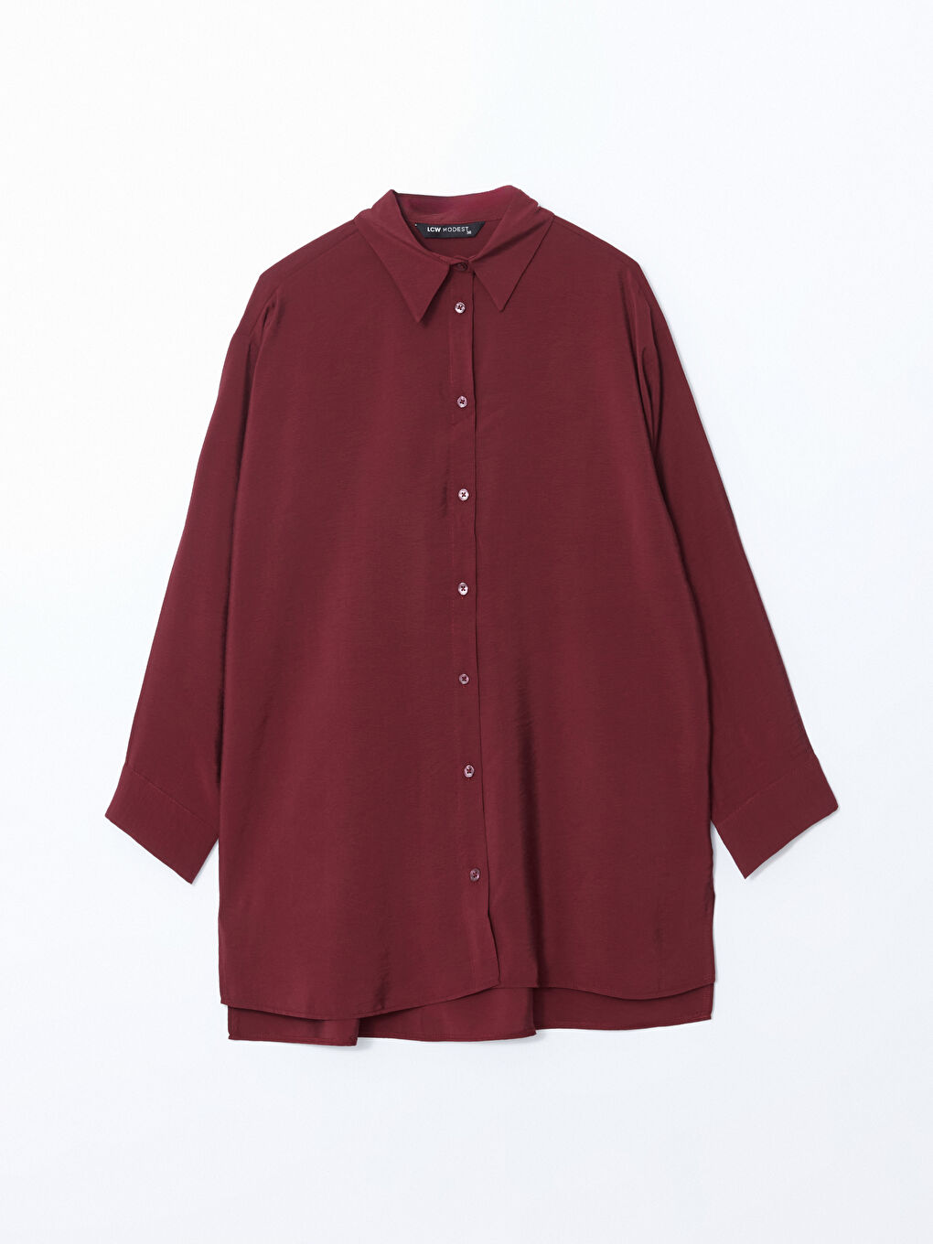 LCW Modest Bordo Oversize Kadın Gömlek Tunik - 4