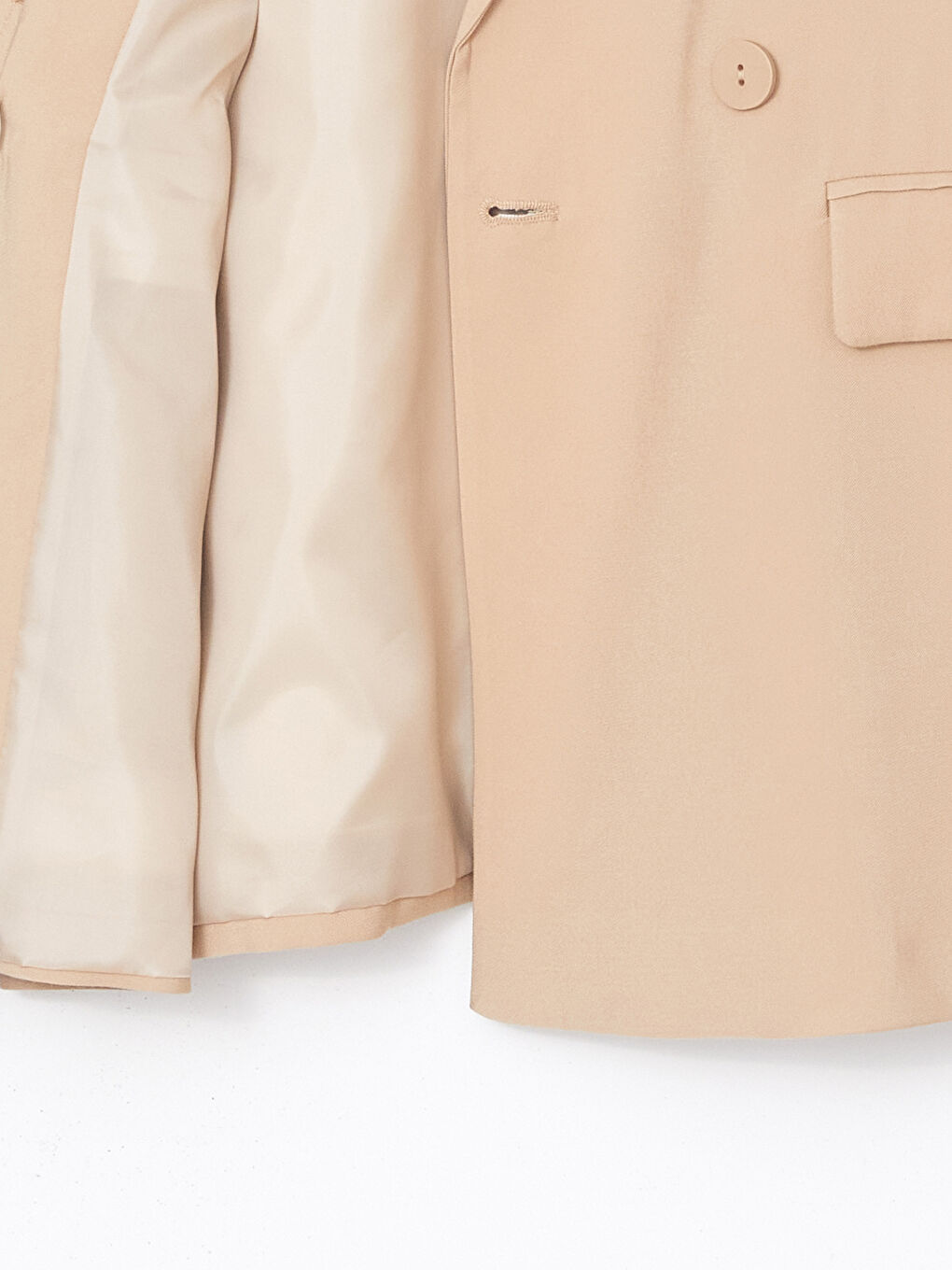 Bej Ceket Yaka Kadın Klasik Yelek-7