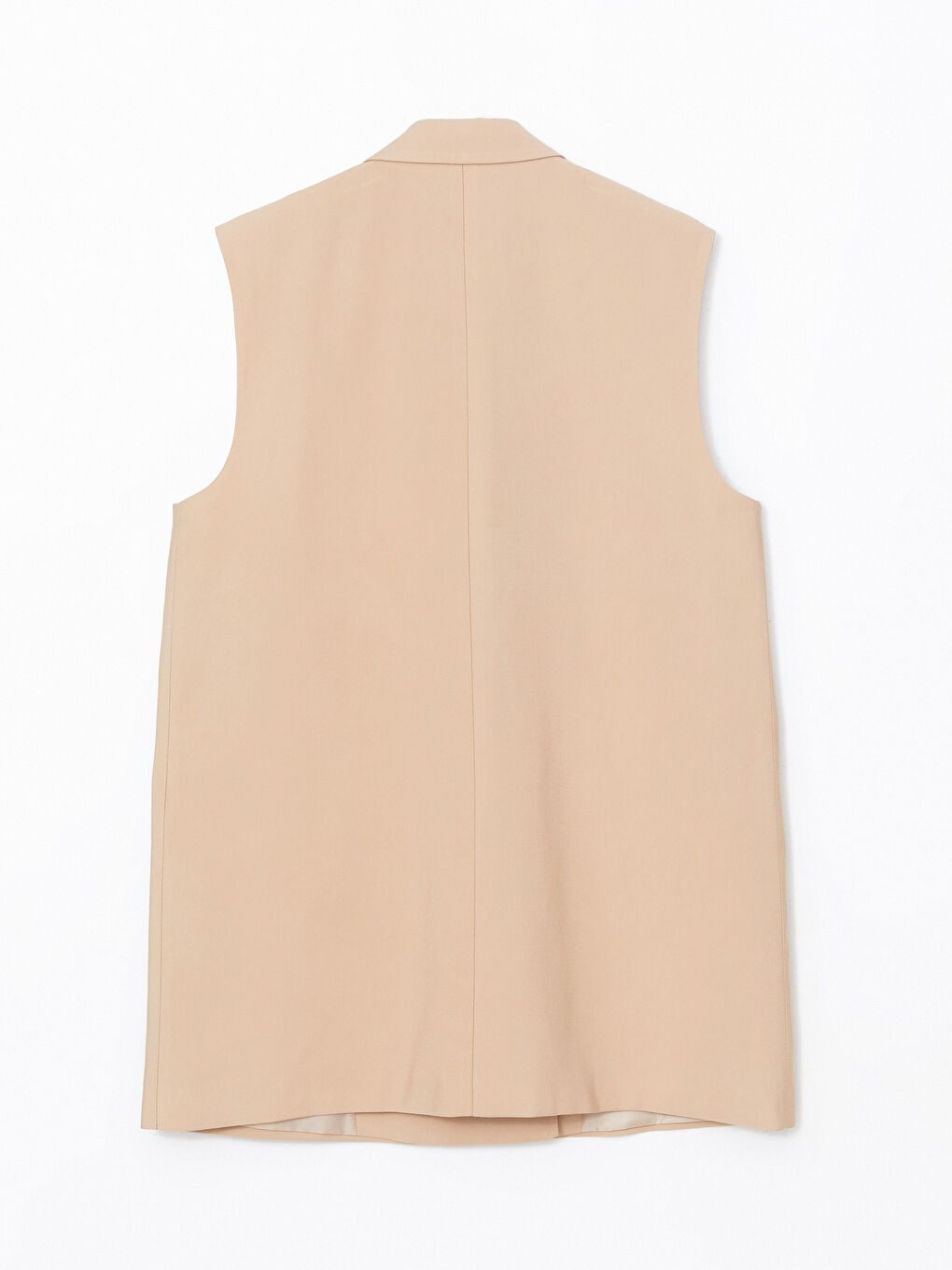 Bej Ceket Yaka Kadın Klasik Yelek-8