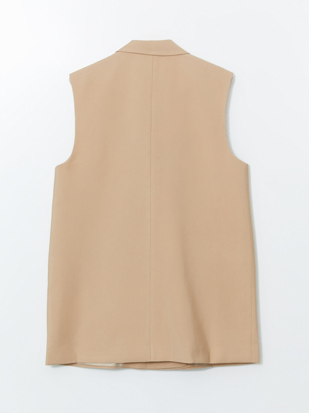 Bej Ceket Yaka Kadın Klasik Yelek-6