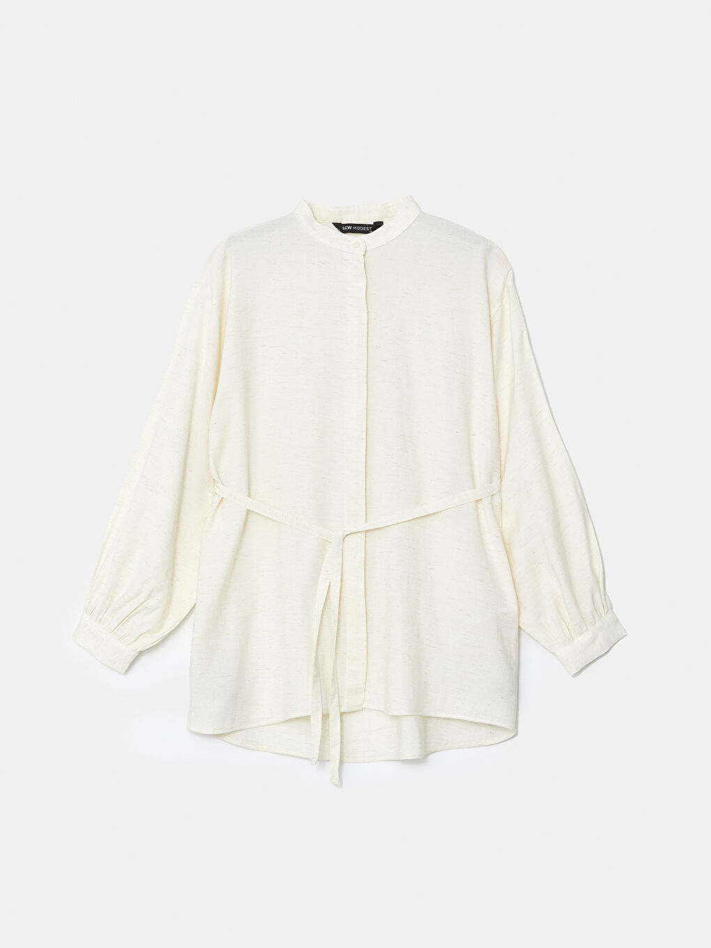 Grandad Collar Linen Blend Women's Shirt Tunic -S5FG79Z8-EEW