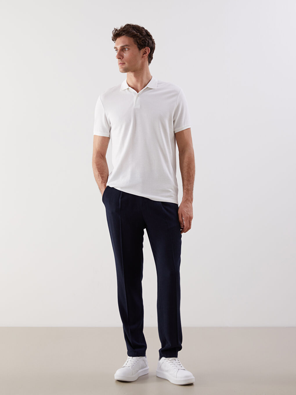LCWAIKIKI Classic Lacivert Standart Kalıp Keten Karışımlı Erkek Chino Pantolon - 1