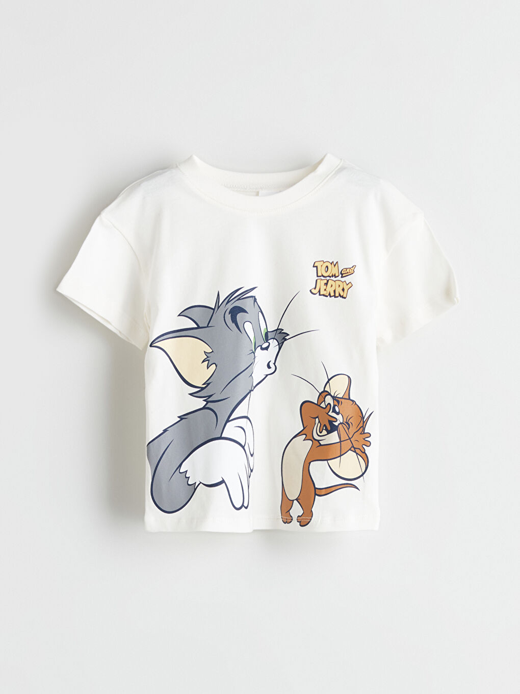Ekru Tom & Jerry Baskılı Erkek Bebek Tişört-1