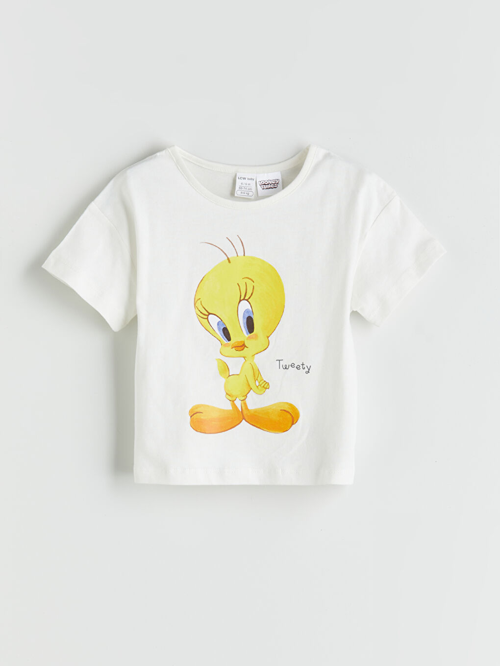 Ekru Tweety Baskılı Kız Bebek Tişört