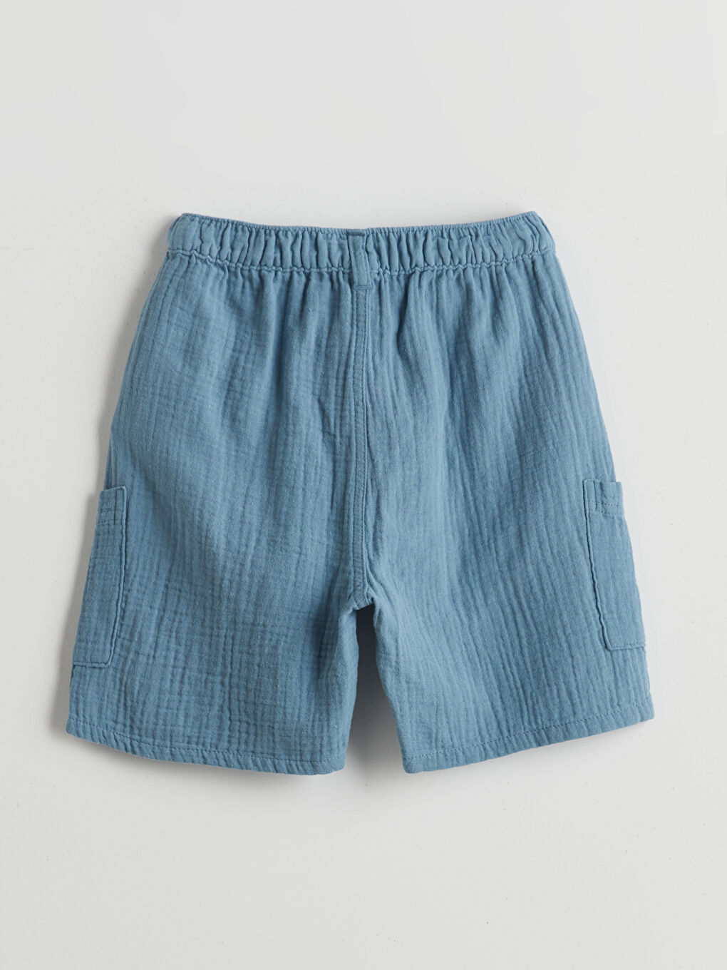 Mavi Beli Lastikli Cepli Erkek Çocuk Şort-1