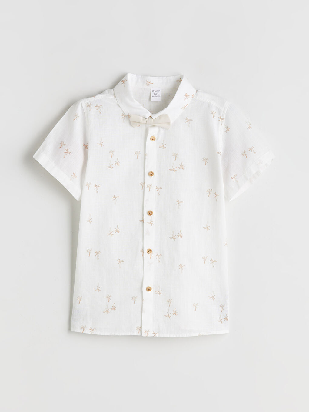 Ekru Fiyonk Baskılı Erkek Çocuk Gömlek