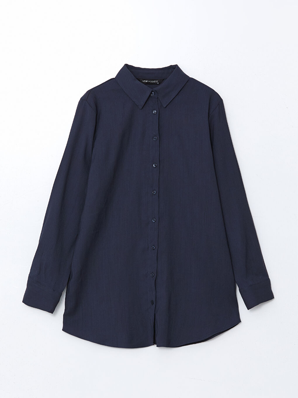 Lacivert Keten Karışımlı Kadın Gömlek Tunik-6