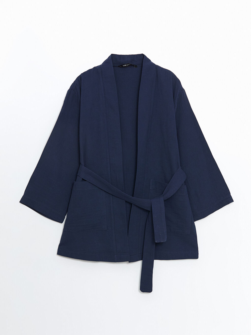 Shawl Collar Plain Long Sleeve Oversize Muslin Women's Kimono -S5FH39Z8-CVM
